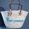 Panier Plage Medium "mon panier" turquoise